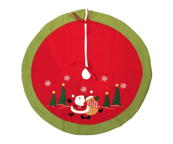 Weihnachtsbaumdecke Weihnachtsmann Rentier Rot Grün Christbaumdecke Rund 90cm