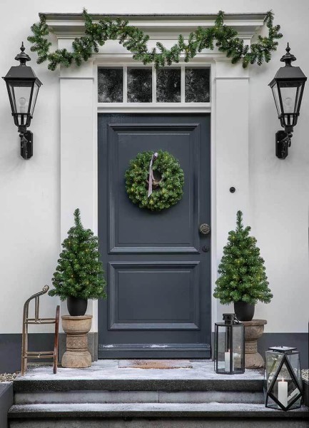 Tannengirlande Naturgetreu LED Beleuchtet Weihnachtsgirlande Außenbereich Timer 180cm