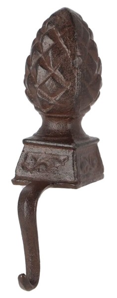 Dekohalter Haken für Kante Gusseisen Braun Tannen Zapfen Kantenhänger Vintage