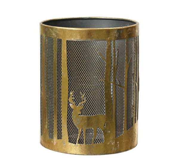 Windlicht Gold Hirsch Wald Rentier Eisen Laterne Kerzenhalter Weihnachten 20cm