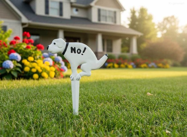 Hundehaufen Verboten Schild NO! Hundekot Verbotsschild Erdspieß Gusseisen Weiß