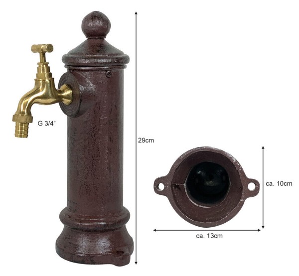Wasserzapfsäule Klein Wasserzapfstelle für Garten Standbrunnen Antik-Stil 29cm