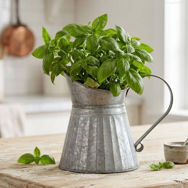 Großer Deko Krug Zink Zinkkrug zum Bepflanzen Zinkkanne Landhaus Vintage-Stil