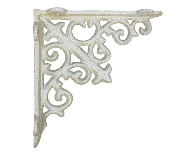 Regalträger Rustikal Regalhalter Regalwinkel Gusseisen Antik-Stil Weiß 14x14cm