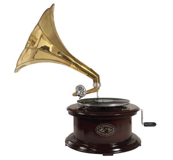 Grammophon Antik-Stil Rund Nostalgie Schellackplatten Trichter Grammofon