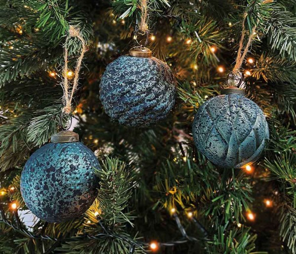 Christbaumkugeln Zapfen Petrol Echt Glas 3 Stück Weihnachtsbaumkugeln