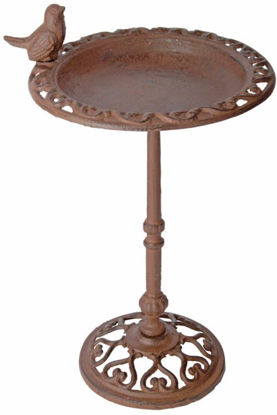 Zauberhafte Vogeltränke mit Fuss Futterschale Vogelbad Vögelchen Gusseisen Braun