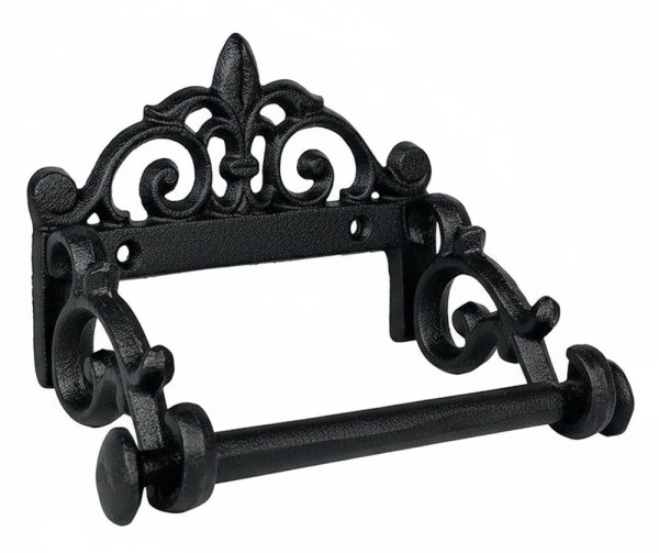 Toilettenpapierhalter Lilie Vintage Gusseisen WC-Papierhalter Antik-Stil Schwarz