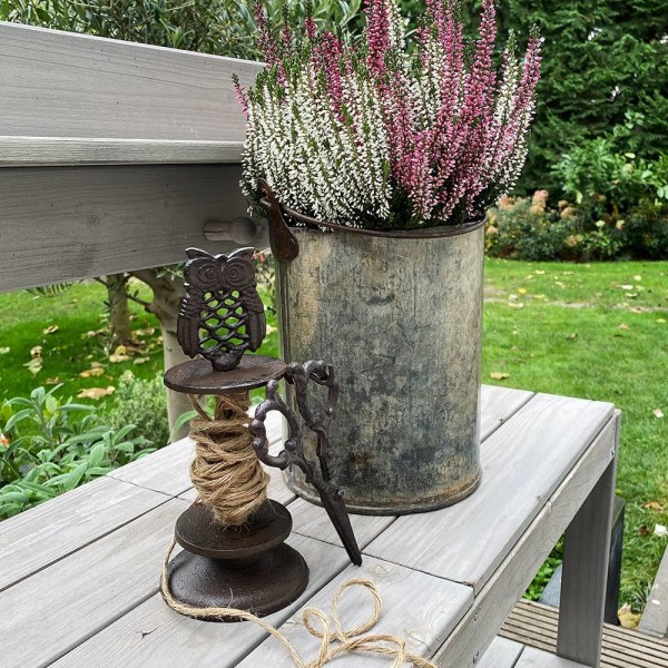 Garnspender Eule mit Schere Nostalgie Gusseisen Antik-Stil Braun