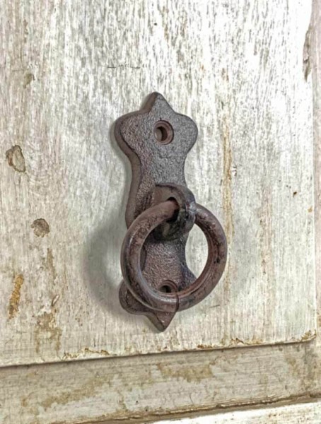 Anbindering Mauerring Befestigungsring Gusseisen Braun Wandring Antik-Stil