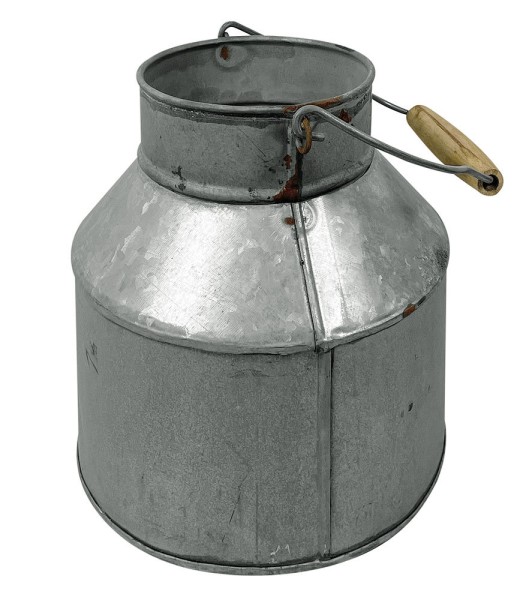Zinkeimer Pflanzgefäß Milchkanne Pflanztopf Zink mit Henkel Vintage Pflanzgefäß 22cm