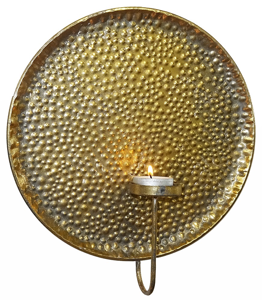 Wandteller Gold Gehämmert mit Kerzenhalter Rund Wandkerzenhalter Kerzenleuchter Wandteller Gold Gehämmert mit Kerzenhalter Rund Wandkerzenhalter Kerzenleuchter