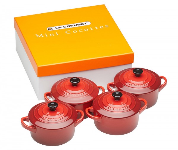 Le Creuset Mini Cocotte 4er-Set Steinzeug Kirschrot 10x5cm