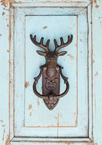 Türklopfer Hirsch Gusseisen Antik-Braun Rentier Nostalgie Landhausstil 24cm