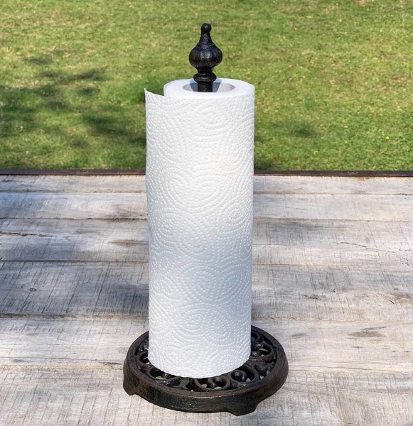 Küchenrollenhalter Nostalgie Stehend Gusseisen Landhausstil Antik-Stil Schwarz