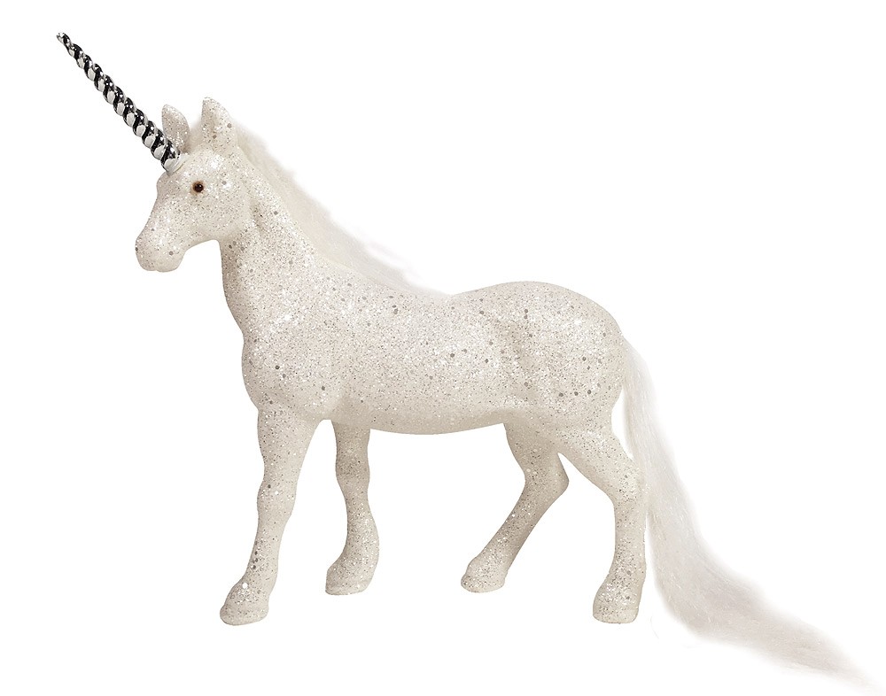 Einhorn Figur Weiß Glitzer Dekofigur Weihnachtsfigur 20x19cm | Figuren