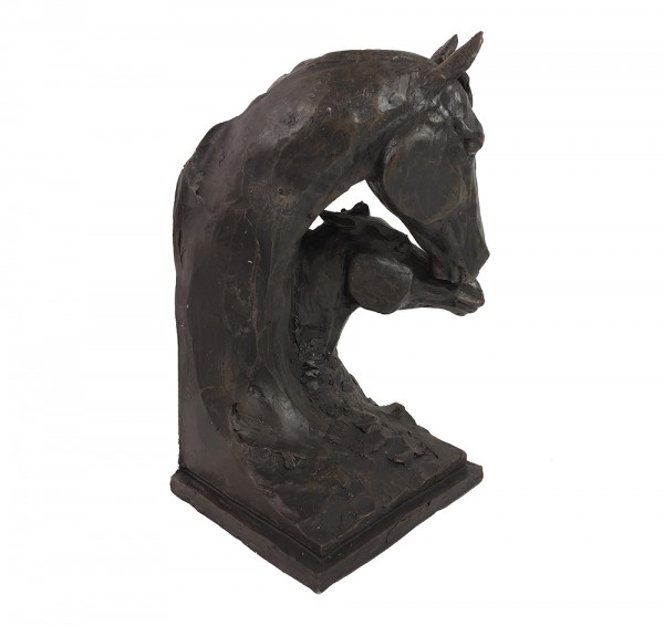 Buchstütze Pferd mit Fohlen 2 Stück Buchständer Kunstguss Antik-Stil