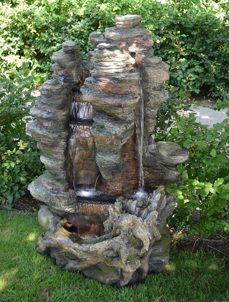 Ubbink AcquaArte Miami Wasserfall Felsstruktur Gartenbrunnen Set LED Springbrunnen