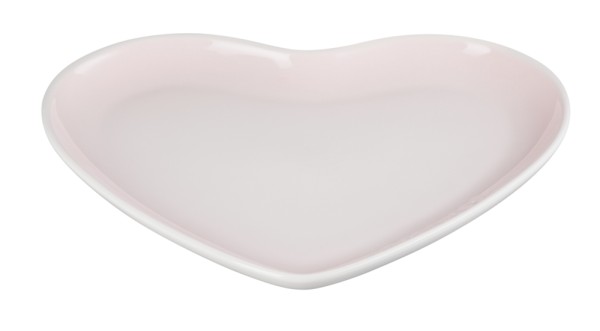 Le Creuset Teller Herzform Herzteller Steinzeug Shell Pink 23cm