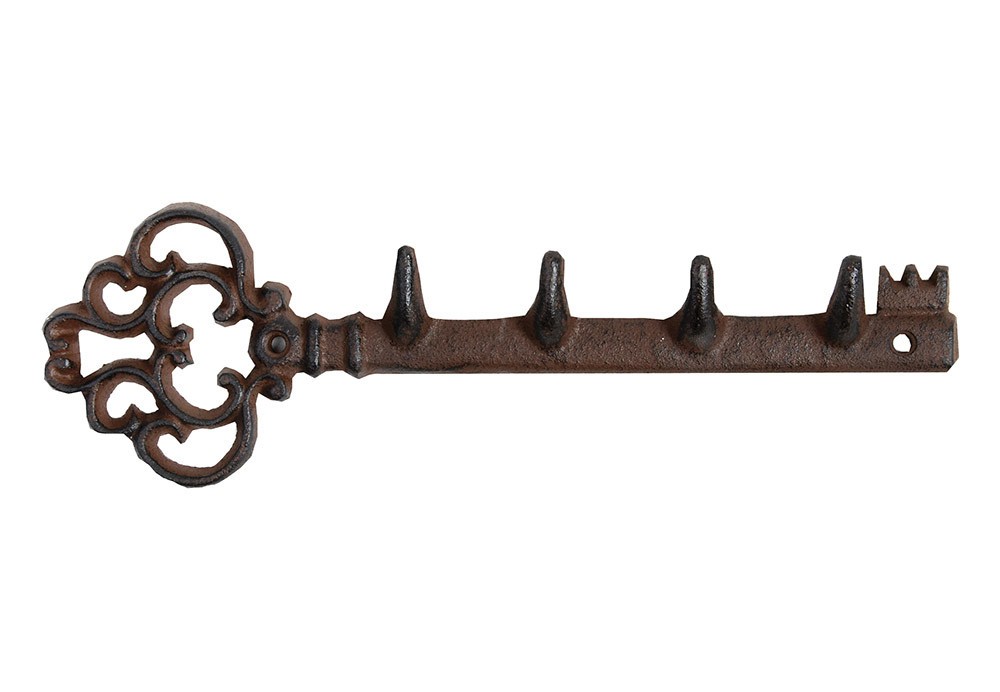 Schlüsselhalter Hakenleiste Schlüssel Schlüsselhänger Gusseisen Braun Antik-Stil