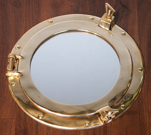 Spiegel Bullauge Messing Maritim Schiff Nostalgie Antik-Stil 20cm