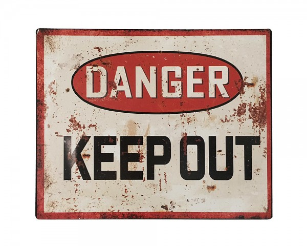 Blechschild DANGER KEEP OUT Dekoschild Vintage Betreten verboten Schild 20x25cm