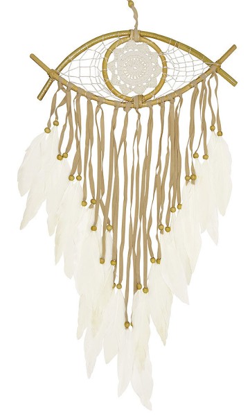 Großer Traumfänger Boho-Stil Auge Federn Makramee Schlafzimmer Wandbehang 65 cm