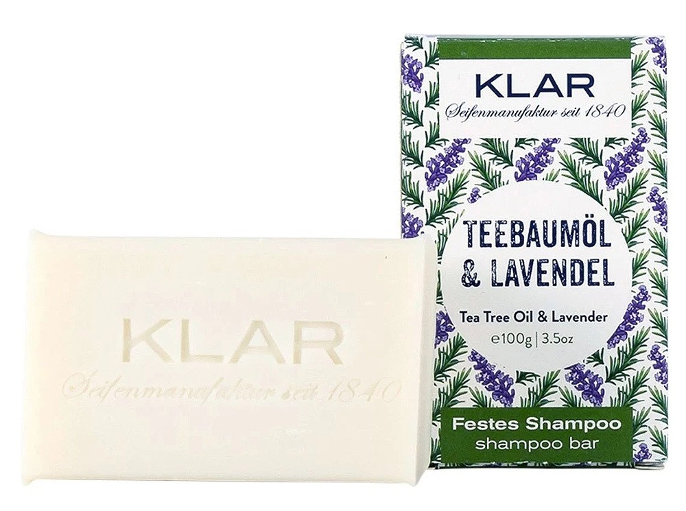 KLAR Festes Shampoo Teebaumöl + Lavendel (Gegen Schuppen) 100g