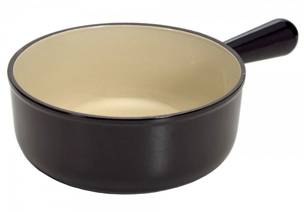 Le Creuset Caquelon Schwenkkasserolle Fonduetopf Gusseisen Schwarz 22cm