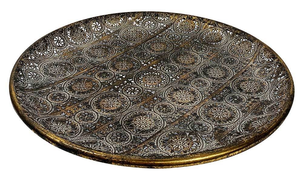 Tablett Orientalisch Dekotablett Dekoteller Metall Bronze Antik-Stil 30cm