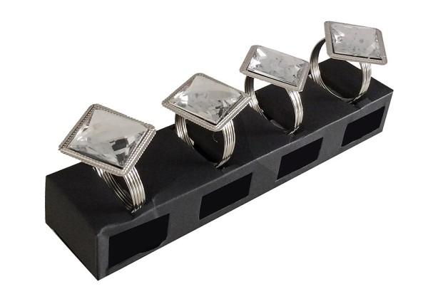 Serviettenringe 4 Stück Diamant Eckig Serviettenhalter Party Hochzeit Bankett Edel