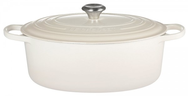 Le Creuset Bräter Signature Oval Gusseisen Meringue 33cm