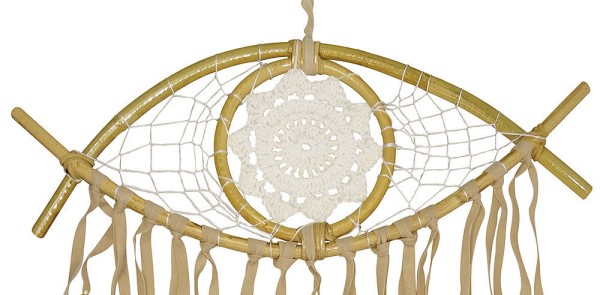 Großer Traumfänger Boho-Stil Auge Federn Makramee Schlafzimmer Wandbehang 65 cm