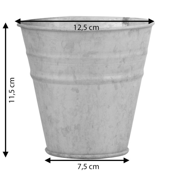 Blumentopf Set Zink 3 Stück Pflanztopf Zinktopf Vintage Ø 12,5 cm