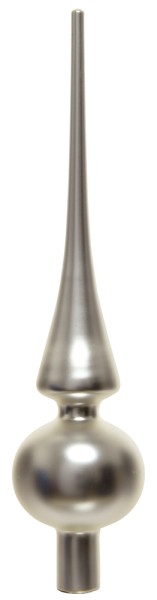 Christbaumspitze Silber Grau Matt aus Glas – Elegante Weihnachtsbaumspitze 26 cm