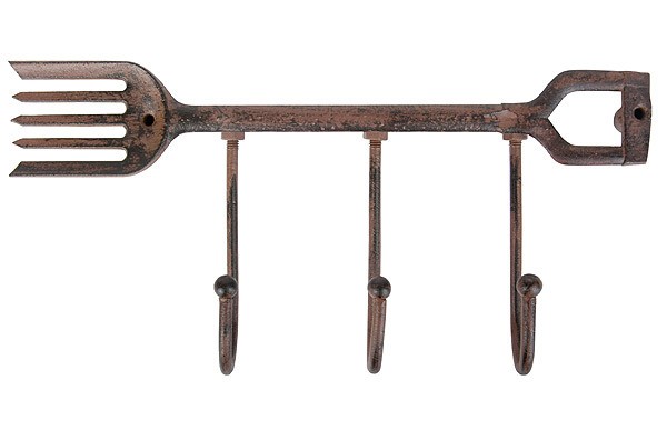 Rustikale Garderobe Wandhaken Garten Harke Gusseisen Antik-braun