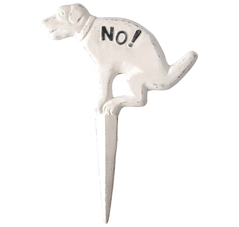 Verbotsschild Hundehaufen NO! Hundekot Hinweisschild Gusseisen Weiß