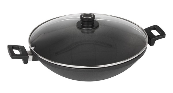 Woll Wokpfanne Nowo Wok Titanium Induktion Aluguss mit Glasdeckel 32 cm