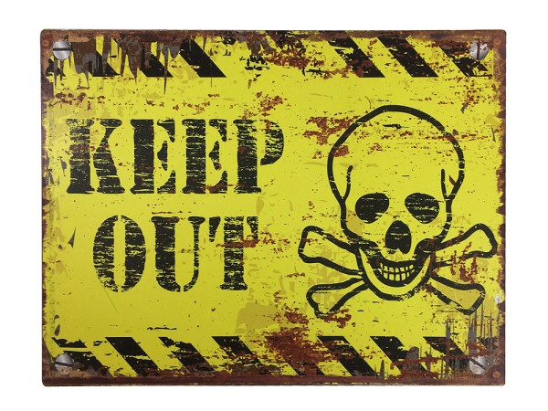 Blechschild KEEP OUT Retro Vintage Deko Warnschild Betreten Verboten 25x33cm
