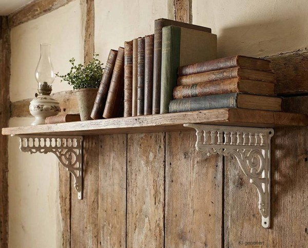 Regalträger Gründerzeit-Stil Regalhalter Regalwinkel Gusseisen Shabby Weiß