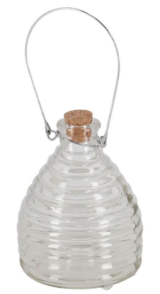 Wespenfalle Glas Groß Landhausstil für draußen Insektenfalle zum Aufhängen 22cm