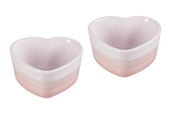 Le Creuset Herzförmchen Steinzeug 2er-Set Shell Pink 10x11cm