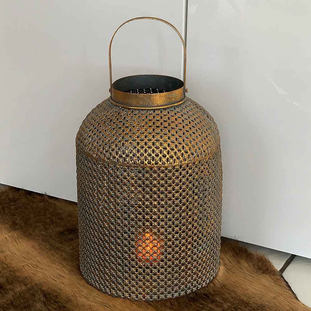 Orientalische Laterne Groß Gold Metall Windlicht Marokkanisch Kerzenhalter 40cm