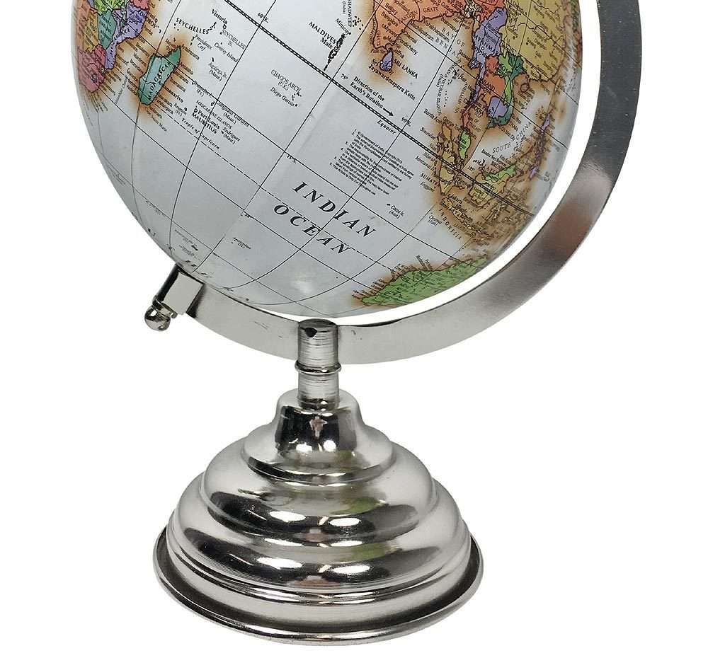 Globus Weiß Weltkugel mit Ständer Standglobus Geografische Karte Ø 16cm