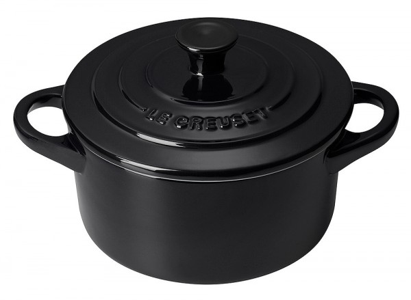 Le Creuset Mini Cocotte Steinzeug Schwarz glänzend 10X5cm
