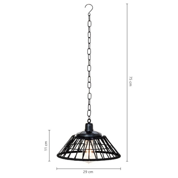 Solar Hängelampe Vintage-Stil Industrial Outdoor Hängeleuchte Warmweiß Schwarz 29cm