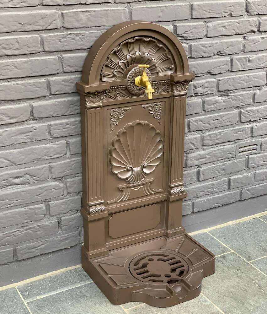 Relaxdays Standbrunnen Antik - Gartenbrunnen Mit Wasserhahn 77cm Braun