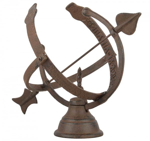 Sonnenuhr Antik-Stil Gusseisen Rostbraun Gartendeko 32cm