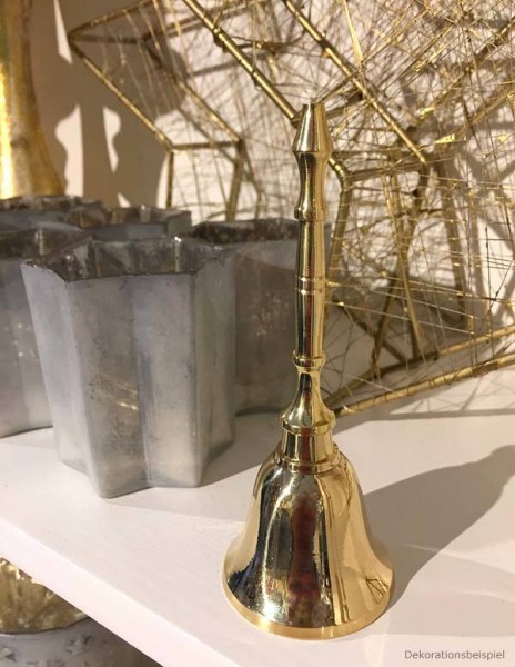 Handglocke Messing Klein Tischglocke Nikolaus Weihnachten Christkind Gold 13cm