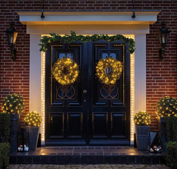 Tannengirlande Naturgetreu LED Beleuchtet Weihnachtsgirlande Außenbereich Timer 180cm